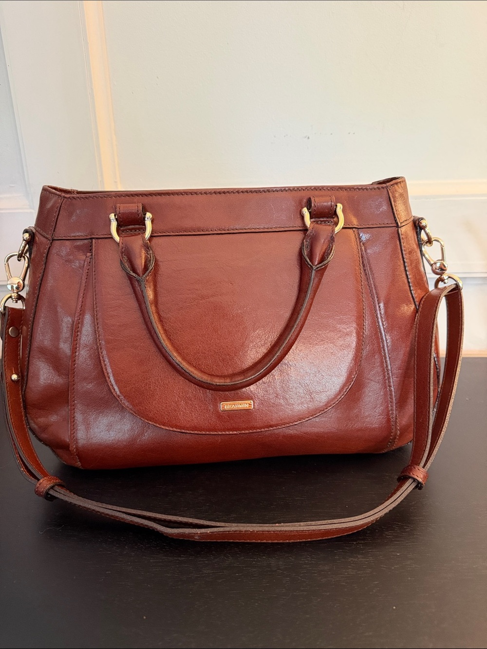 Brahmin Raelynn Topsail Leather Satchel Bag